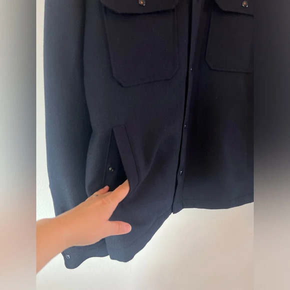 Alaskan Padded Duck Down Italian Wool Blend Melton Blue Overshirt Size Large - Picture 8 of 13